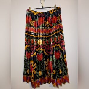 Farm Rio Dinah Pleated Velvet Midi Skirt